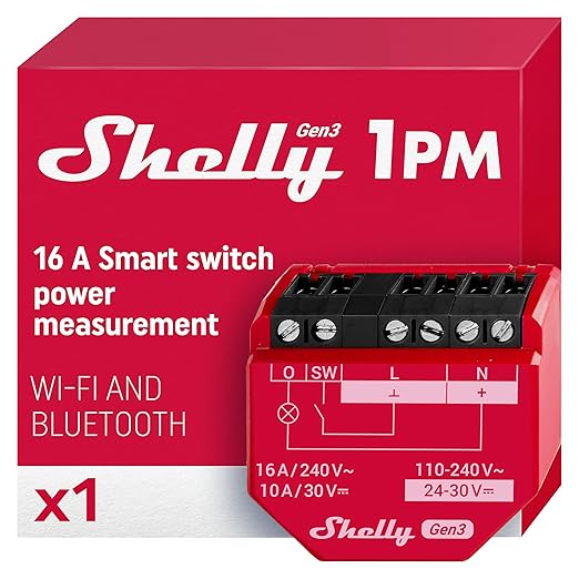 Shelly 1PM Gen3 | WiFi Smart Relay Switch by Shelly