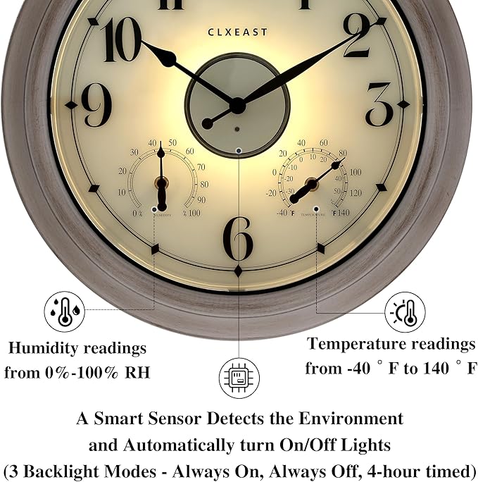 CLXEAST 18 Inch Illuminated Outdoor Clock - Image 3