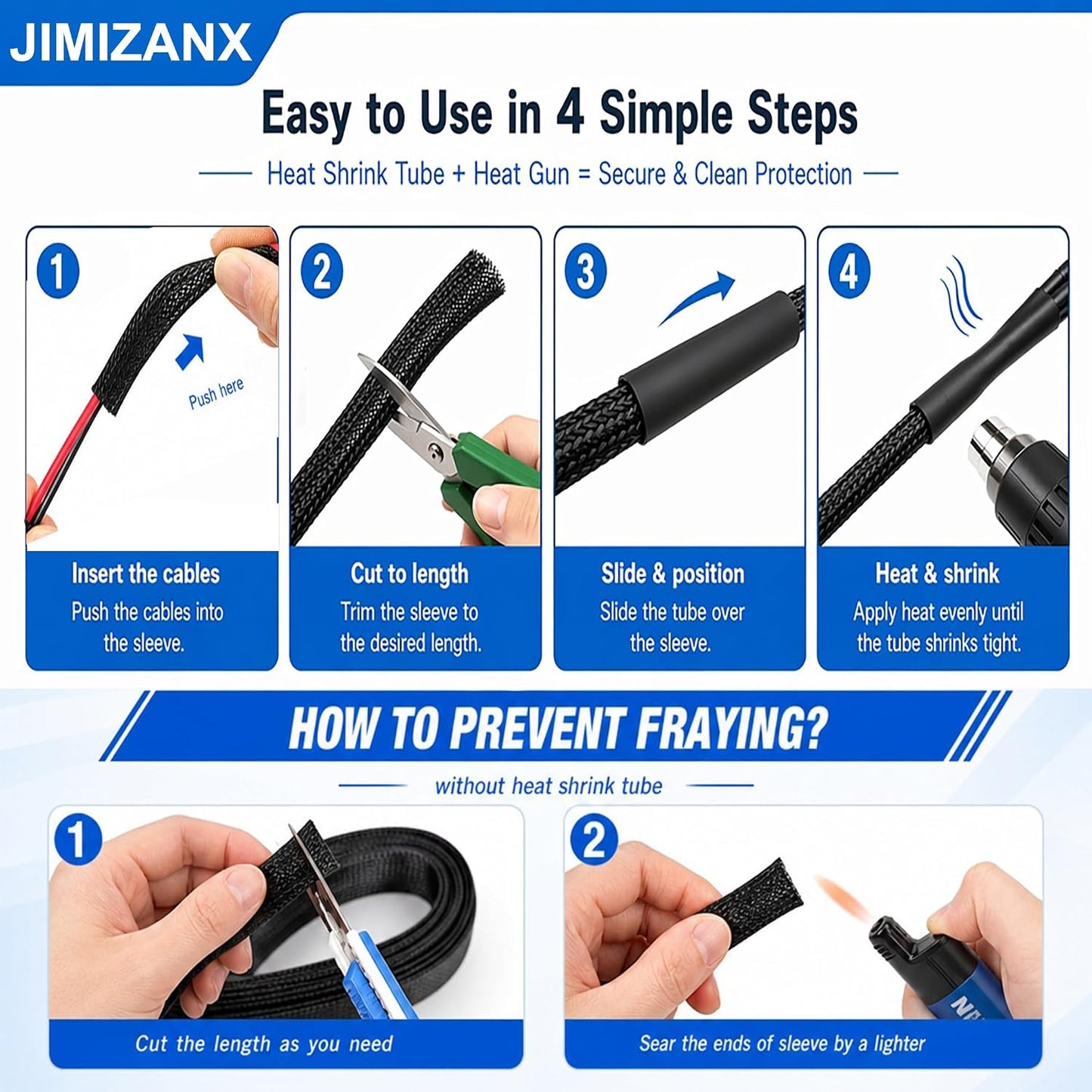32ft 1" Expandable Cable Sleeving, Braided PET Wire Cover Cord Management | Black PET Braided Flexible Cable Sleeve, Anti-Scratch Wire Loom for Automotive Wire Harness Hydraulic Hose