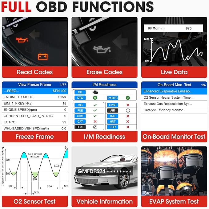 Autel AL539B OBD2 Scanner, 3-in-1 Code Reader Battery Tester Avometer - Image 7