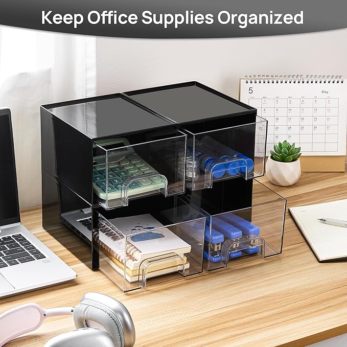 Vtopmart Black Small Stackable Storage Drawers, Cologne Organizer - Image 4