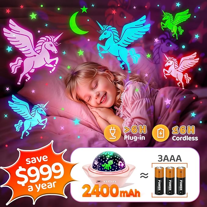 Onefire Girls Toys for Girl Gifts, 6 Films Light Projector Unicorn Toys for - Image 4