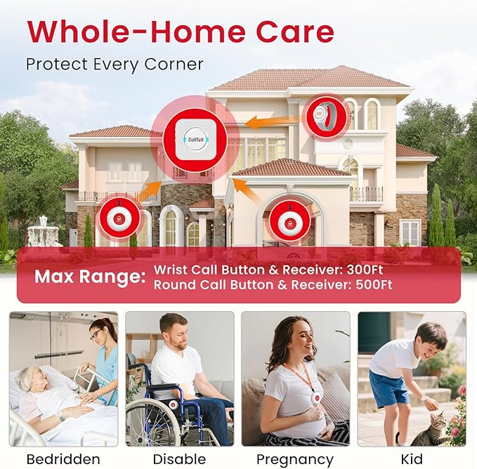 CallToU Caregiver Pager Wireless Call Button Nurse Alert System 500+ Feet - Image 4