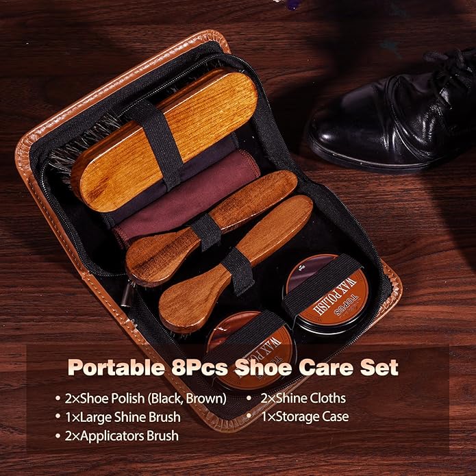 TOPUS Valentines Day Gifts Shoes Polish Kit, 3 Pieces Horsehair Brushes in - Image 7