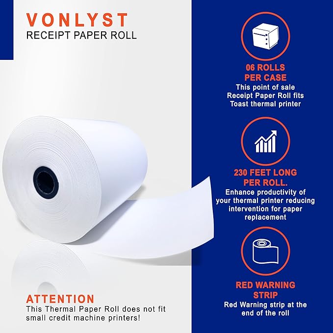 Thermal Printer Paper Roll for Toast TP200 Receipt Printer Point of Sale - Image 5