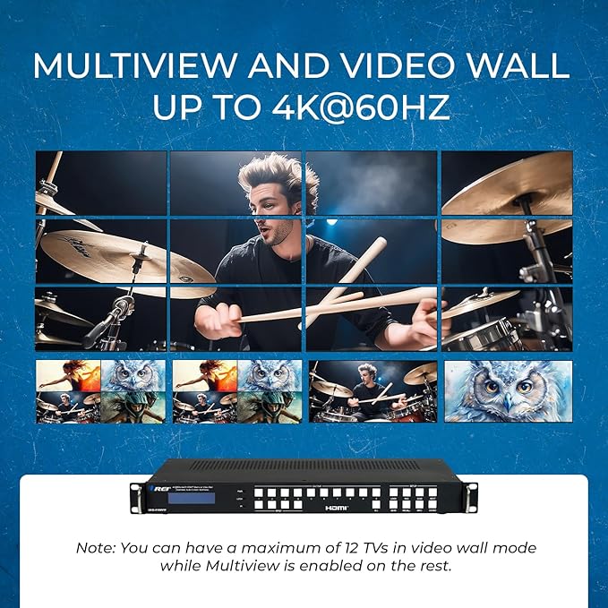 OREI 4K 4x16 HDMI Matrix Video Wall Controller Processor Multiviewer Display - Image 7