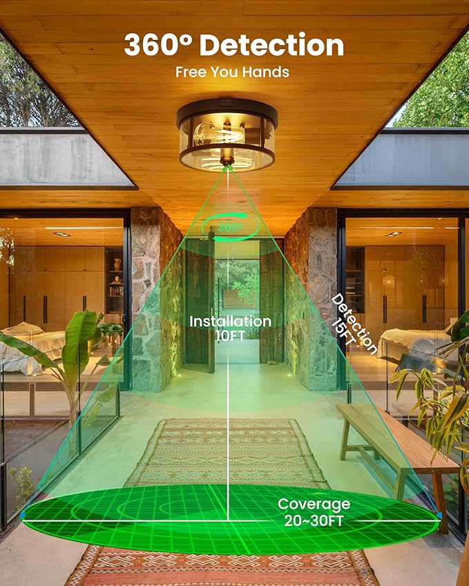 Outdoor Ceiling Light with Motion Sensor 9.3in - Image 3