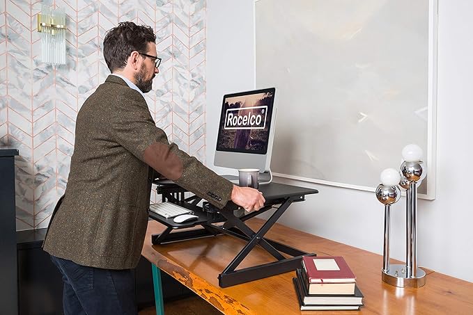 Rocelco 38" Large Height Adjustable Standing Desk Converter - Image 5