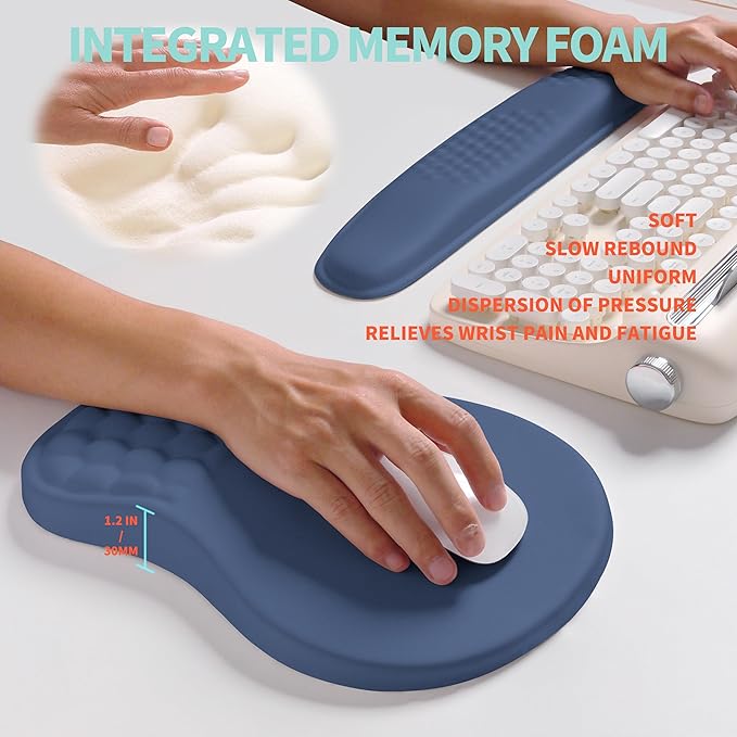 KUOSGM 2-in-1 Ergonomic Set, Wave Rise Keyboard Wrist Rest and Massage Bulge - Image 4