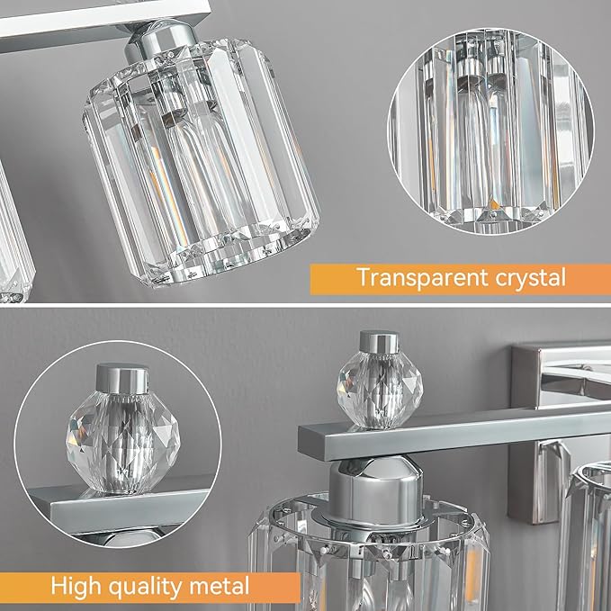 FDPBY Bathroom Vanity Lights 5-Light Chrome Modern Crystal Vanity Light - Image 4