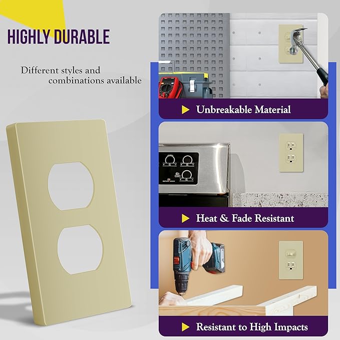 ENERLITES Screwless Duplex Wall Plate, Child Safe Receptacle Outlet Cover - Image 4