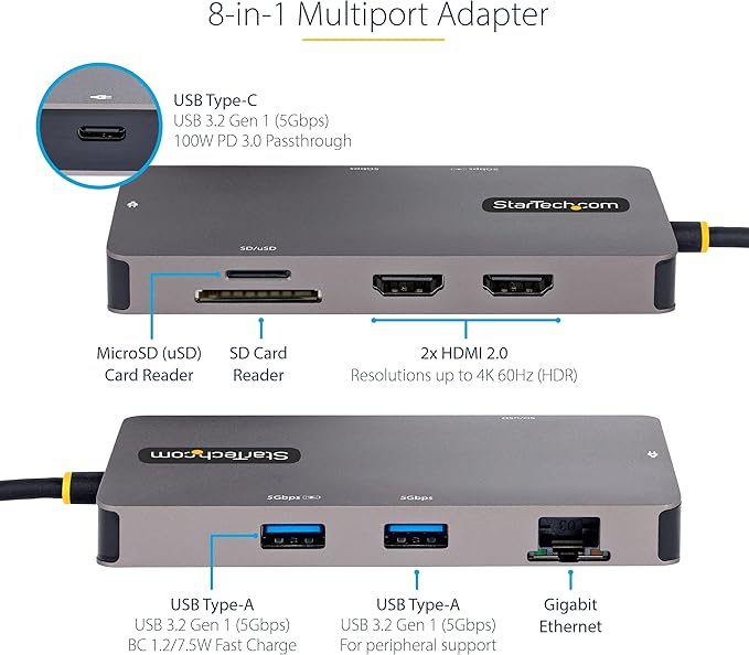StarTech.com 8-in-1 Mini Docking Station - Image 2