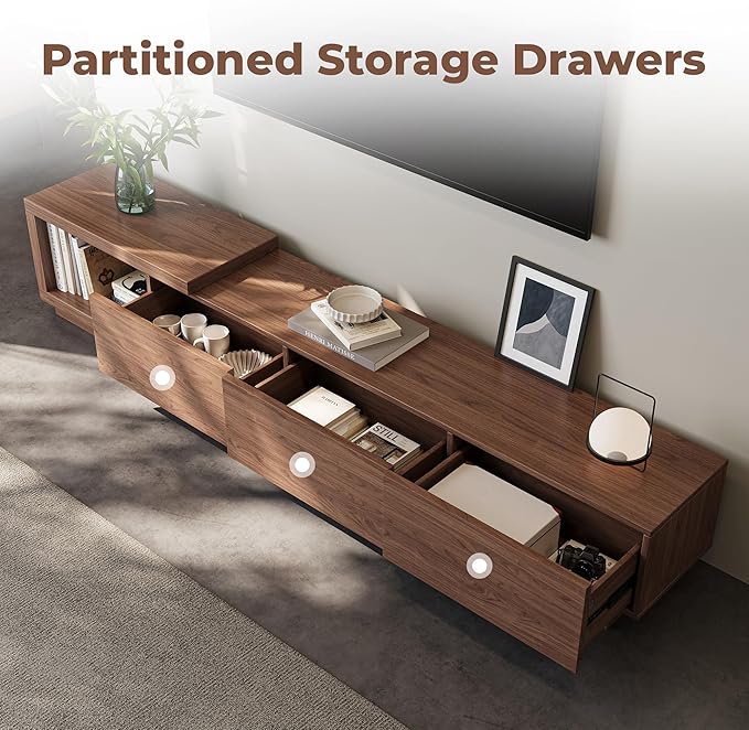 Etelifrank Extendable TV Stand for 65-100 Inches TVs – Walnut Entertainment - Image 5