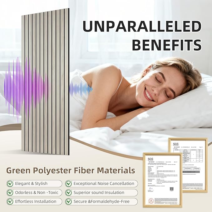 TO-TH Wood-Look Acoustic Panel, 4 Pack 47.2” x 23.6” Soundproof Wall Panels - Image 3