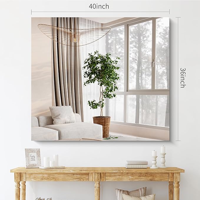 CILIBER Frameless Mirror, 36x40 inch Bathroom Mirrors - Image 8
