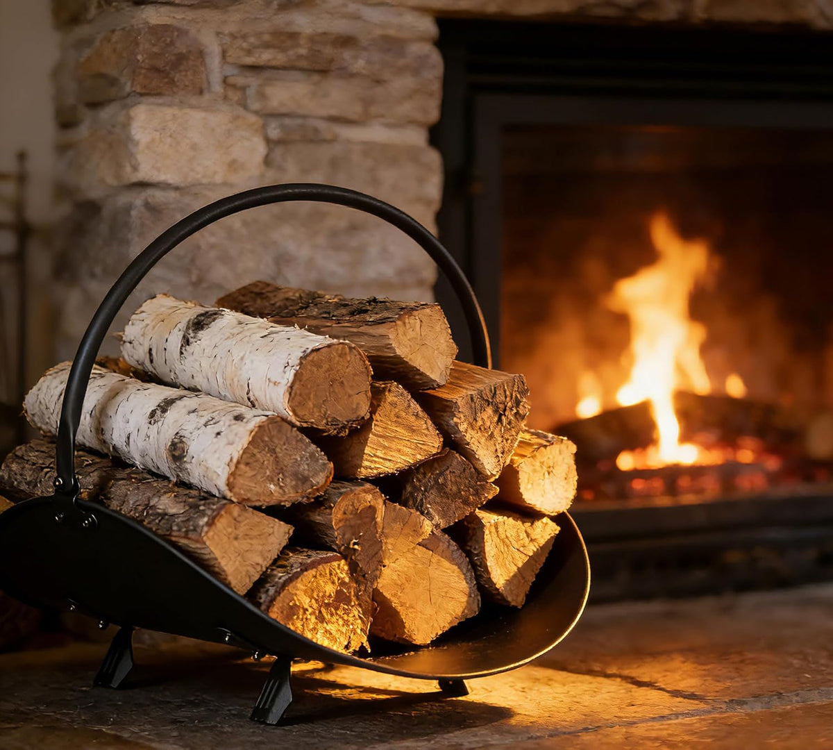 black log holder indoor and outdoor firewood rack, main product view