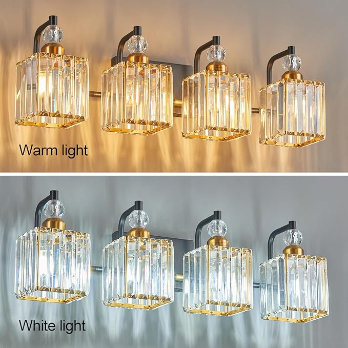 BBLLWJ Black and Gold Bathroom Lights Fixture 4-Light Bathroom Light Gold - Image 4