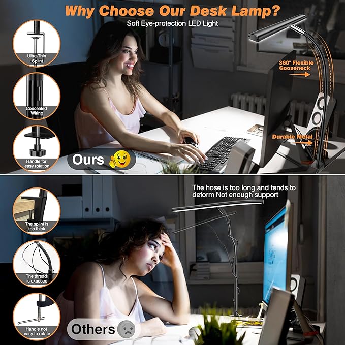 Airlonv LED Desk Lamp for Office Home, Eye-Caring Desk Light - Image 4