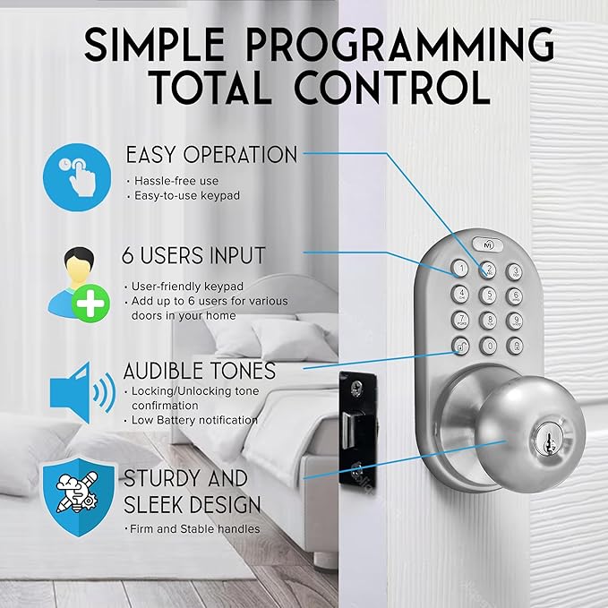 MiLocks TKK-02SN Tkk-Sn Digital Door Knob Lock - Image 4