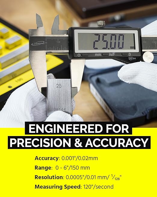 iGaging IP54 Electronic Digital Caliper 0-6" Display Inch/Metric/Fractions - Image 3