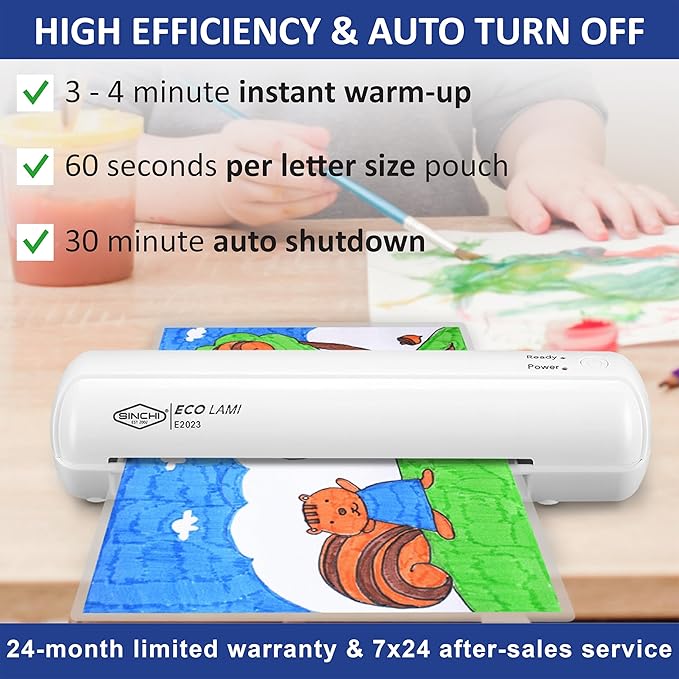 SINCHI 9-Inch Thermal Laminator, 3–5 Mil, 3-Min Warm-Up, Compact Lamination - Image 2