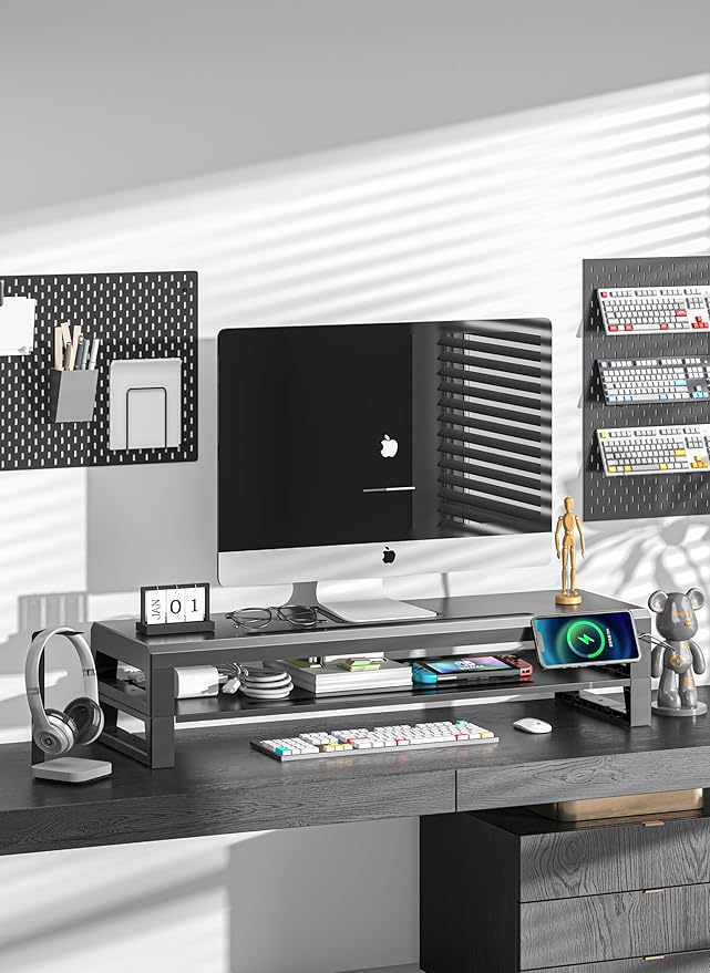 GECKOSTROLL 2-Tier Metal Computer monitor stand Laptop Desk Shelf & Monitor - Image 3