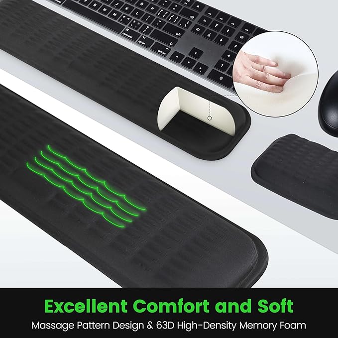 MEKASS Ergonomic Wrist Rest for Keyboard and Mouse, Soft Memory Foam Keyboard - Image 6