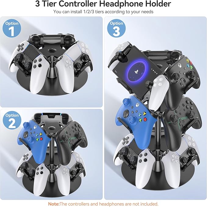 Kosker Headset Stand 3 Tiers for Desk, Rotatable Gaming Controller Stand for - Image 2