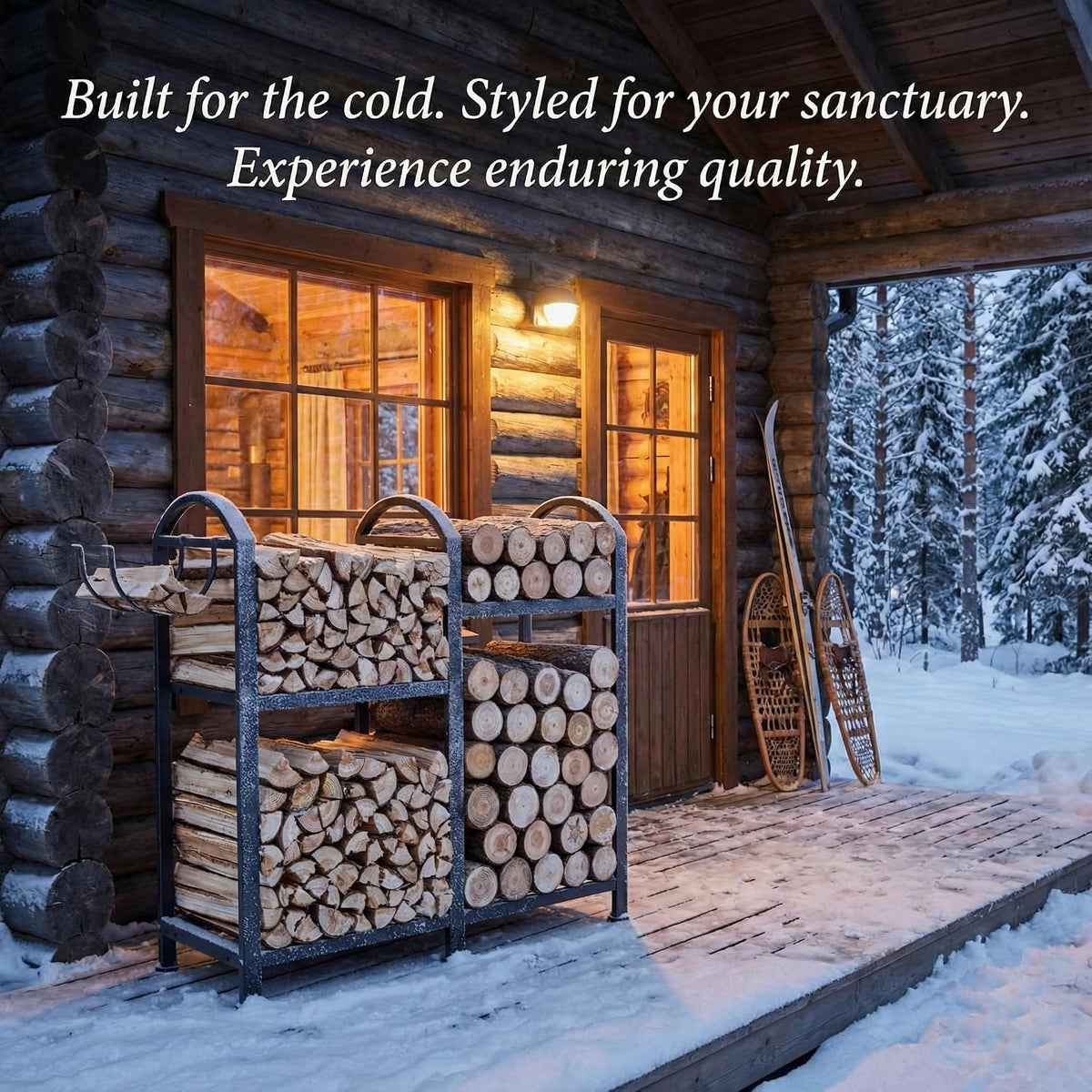 2 tier firewood rack, 31inch, side view