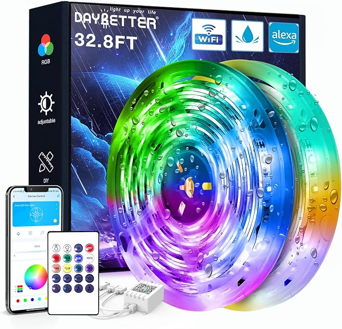 DAYBETTER IP65 Waterproof Led Strip Lights, Smart WiFi LED Lights Work by DAYBETTER