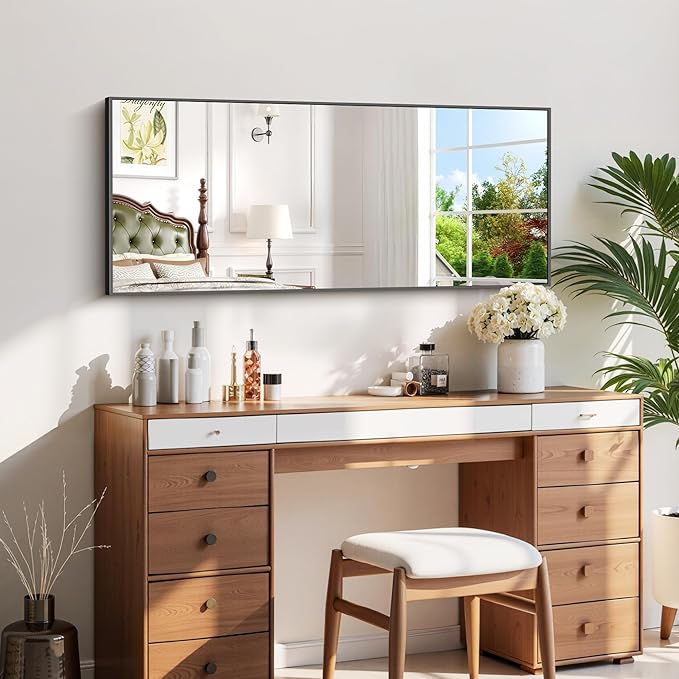 Black Bathroom Mirror for Wall, 20x48 Inch Rectangle Mirror - Image 8