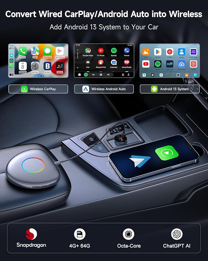 ATOTOMOVE Wireless CarPlay Magic AI Box, Upgraded CB6C Video Streaming Plug & - Image 2