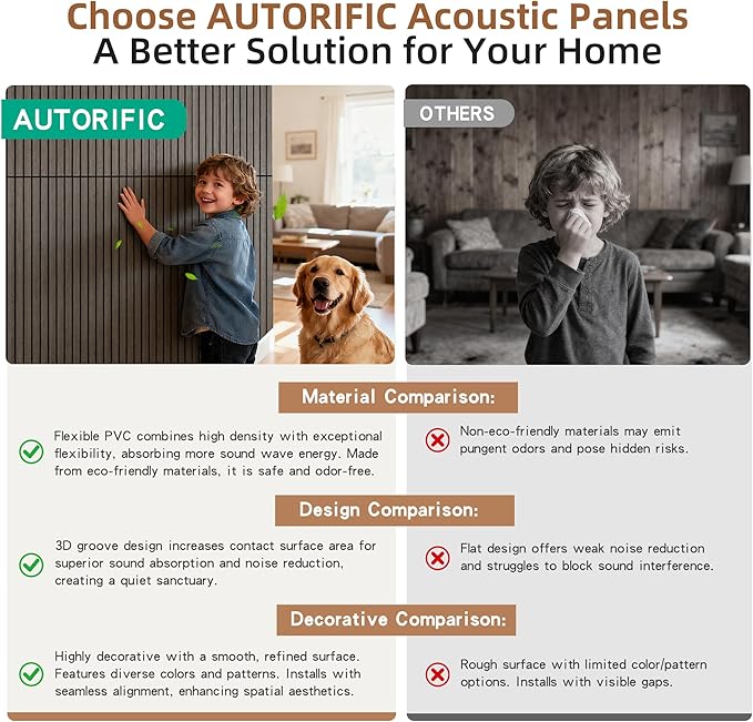 AUTORIFIC Wood Veneer Sound Panels, 10 Pack 47.2”x23.6” Wall Panels, Decorative - Image 5