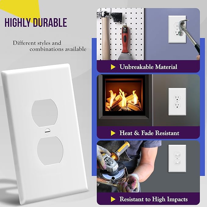 ENERLITES Duplex Receptacle Outlet Wall Plate, Jumbo Outlet Covers, Gloss Finish - Image 4