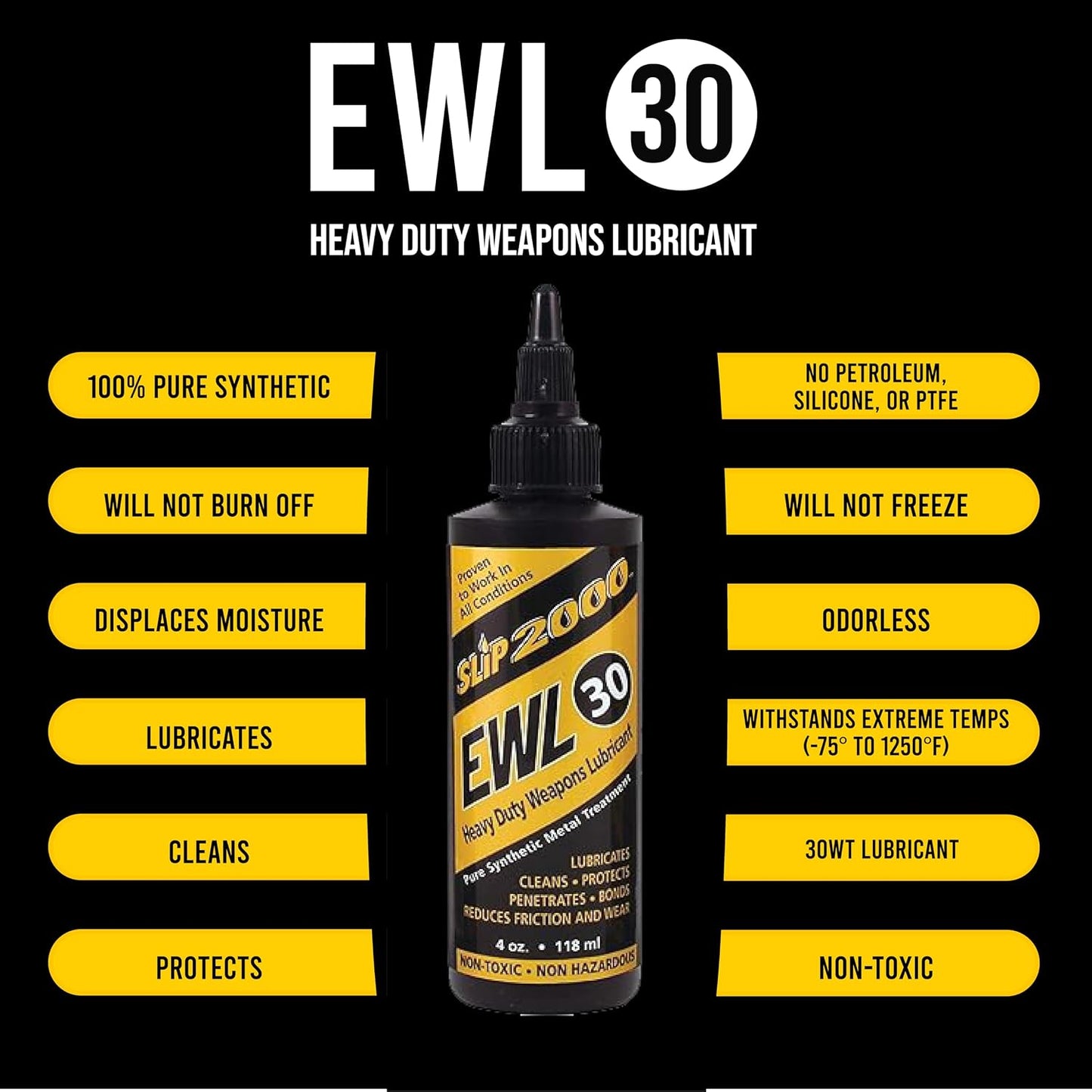 SLIP 2000 EWL30 4oz | Thick, Heavy Weight (30) Gun Lubricant, Extreme Temperatures -75 to 1250 F