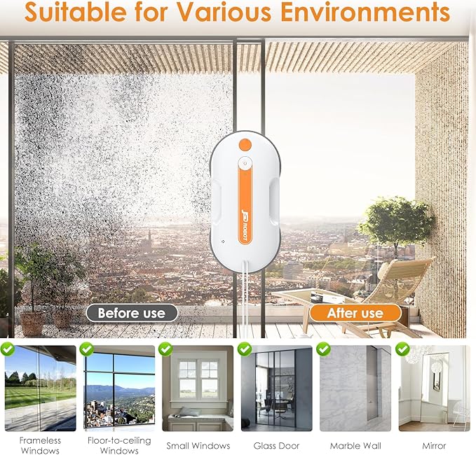 JSDROBOT Lite Window Cleaning Robot, 5300Pa Window Cleaner Robot - Image 2