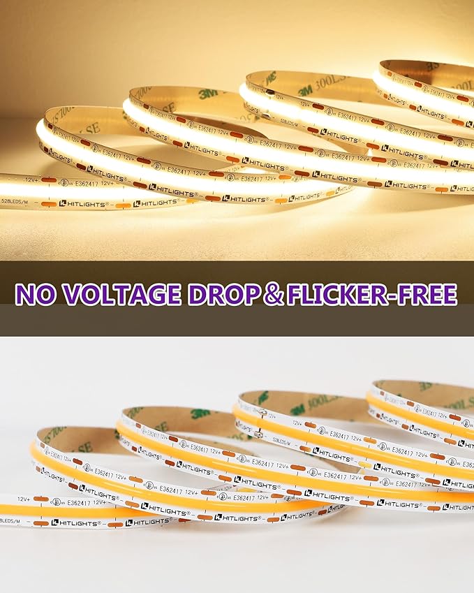 HitLights COB LED Strip Lights Warm White, 12V Tape Light 3000K 16.4ft - Image 9
