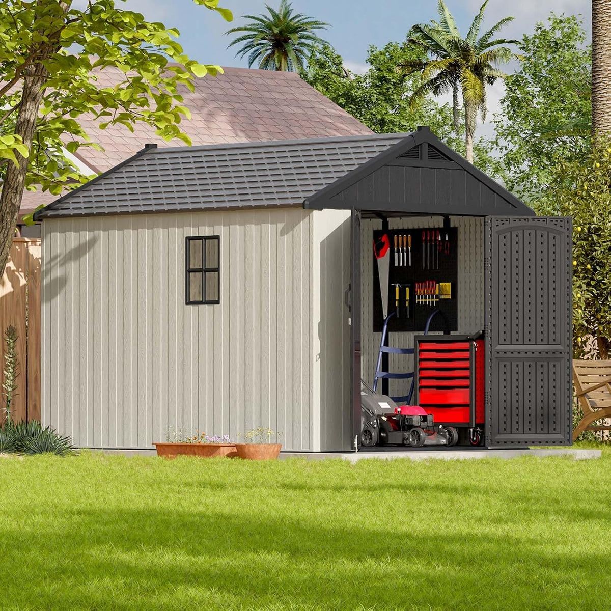 patiowell 8x10 ft resin outdoor storage shed with, main product view