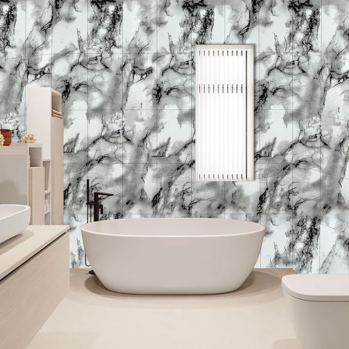 Wall Panels Peel and Stick，PVC Imitation Artificial Marble Tiles Sticker，20 pcs - Image 9