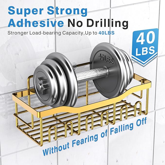 EUDELE 5-Pack Rustproof Stainless Steel Shower Caddy – No Drill Adhesive - Image 4
