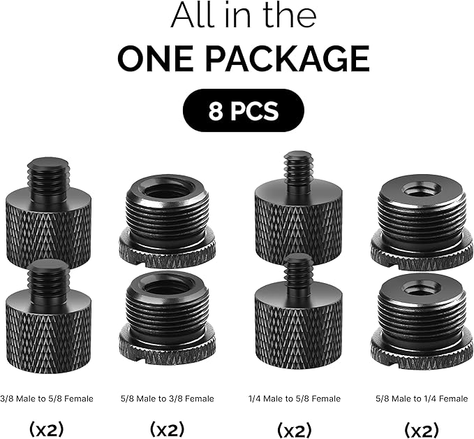 IXTECH Mic Stand Adapter Set 8 pieces Metal Microphone Stand Screw Thread - Image 9