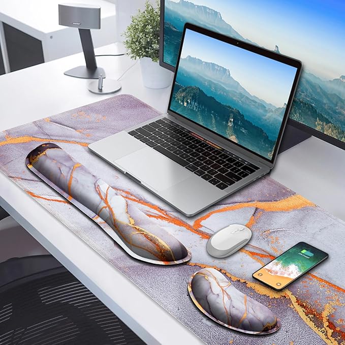 Gimars 4 in 1 Mouse Pad and Keyboard Wrist Rest Set, Large Mouse Pad - Image 2