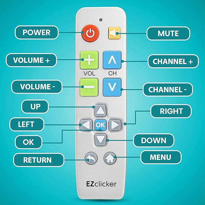 EZclicker Big Button Universal TV Remote Simple Easy to Use, Works - Image 4