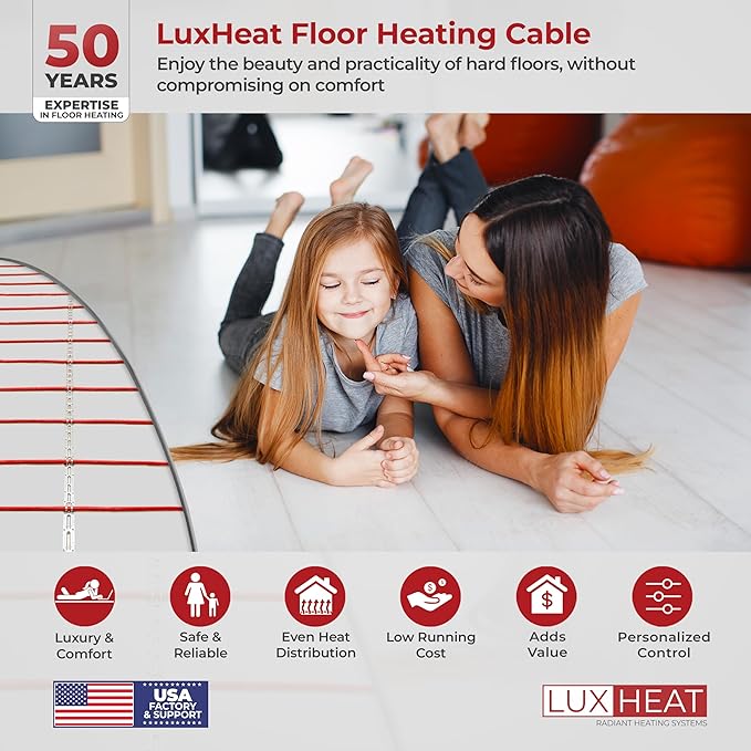LuxHeat 40sqft Floor Heating Cable Kit - 240v Electric Heating Floor System - - Image 2