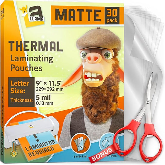 Matte Thermal Laminating Pouches, Matte Finish, 9 x 11.5 Inches 5 MIL Thickness by LaLlama