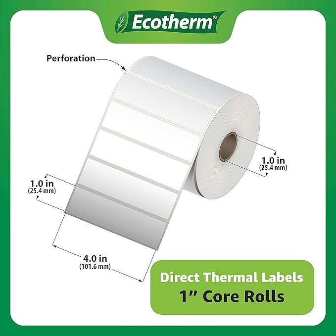 4" x 1" Thermal Labels | 4 Rolls | 5360 Labels | fits Zebra, Offnova Thermal - Image 3