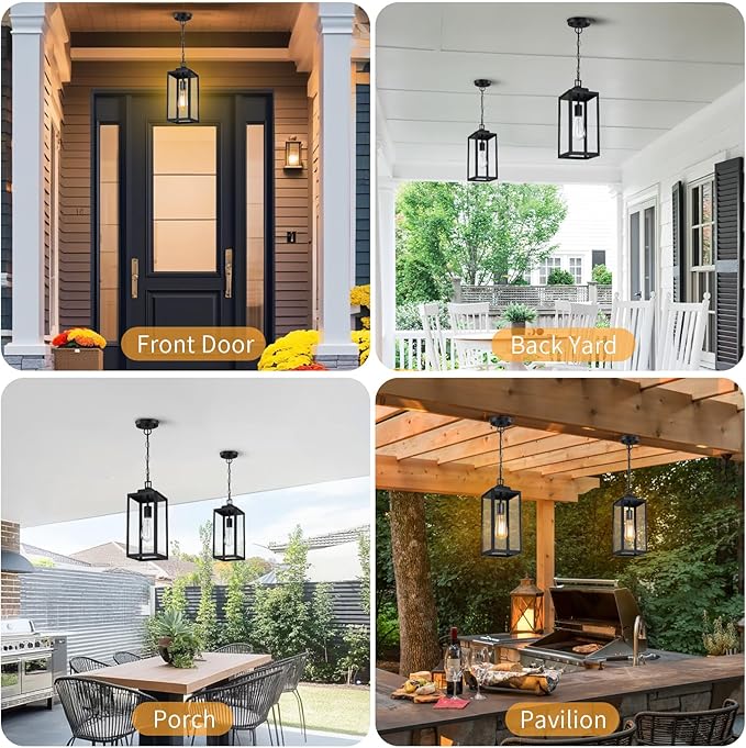 15'' Outdoor Pendant Light, Modern Outside Chandelier Outdoor Hanging Lantern - Image 8