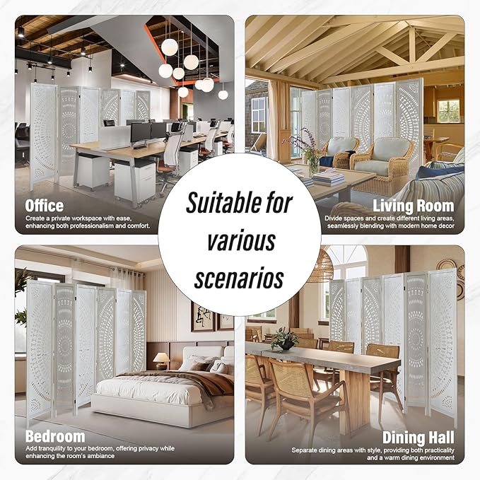 ALeesing 6 Panel Wood Room Divider Fully Assembled, Decorative Room Dividers - Image 7