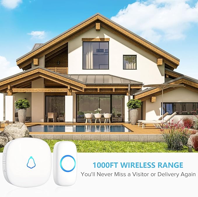Wireless Doorbell 2 Buttons 2 Receivers, SECRUI Mini Waterproof Door Bell - Image 3