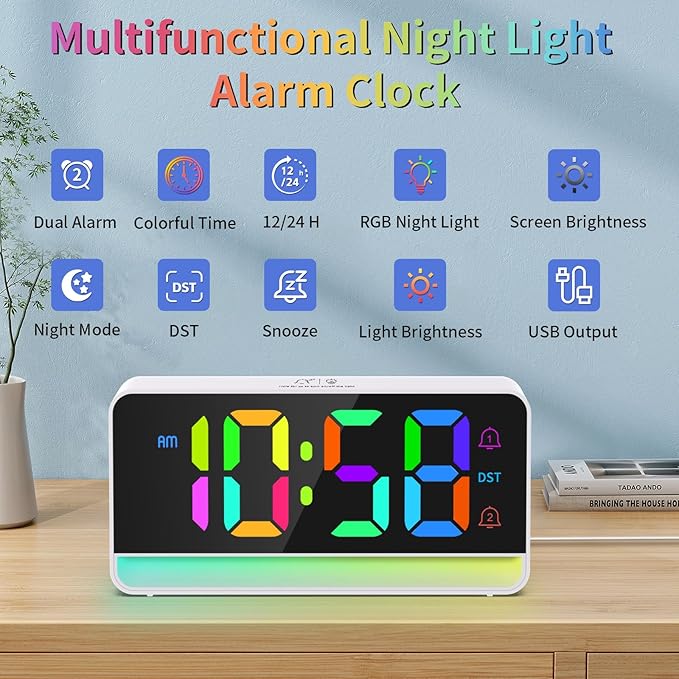 Alarm Clocks for Bedrooms, Digital Bedside Clock - Image 2